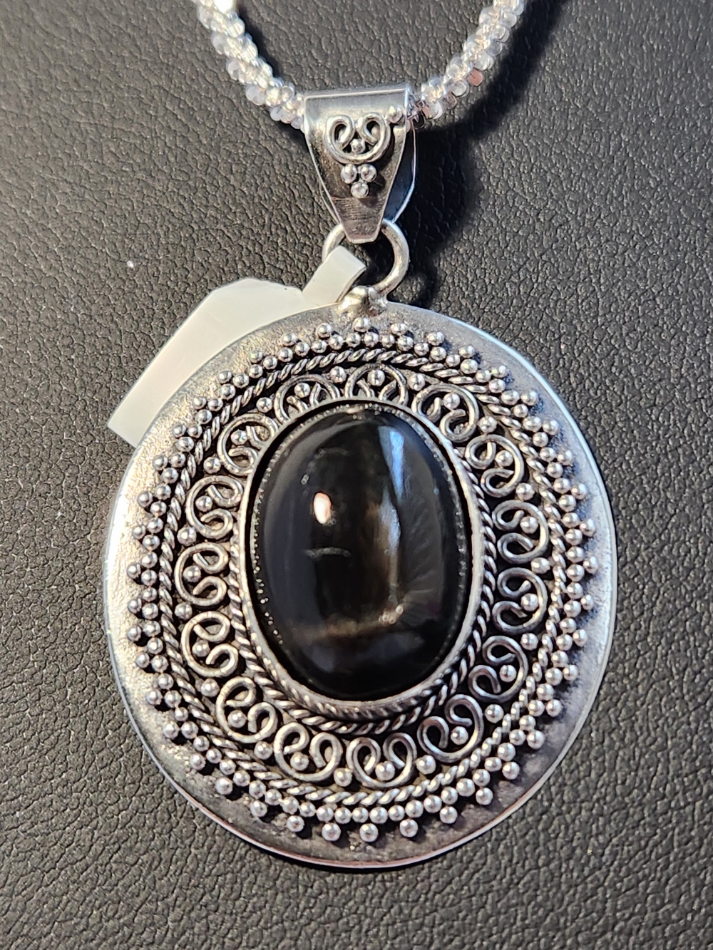 Devious! VID! Natural Black Star Diopside Bali Pendant W/ D Cut 925 Italy 20" - Picture 4 of 14